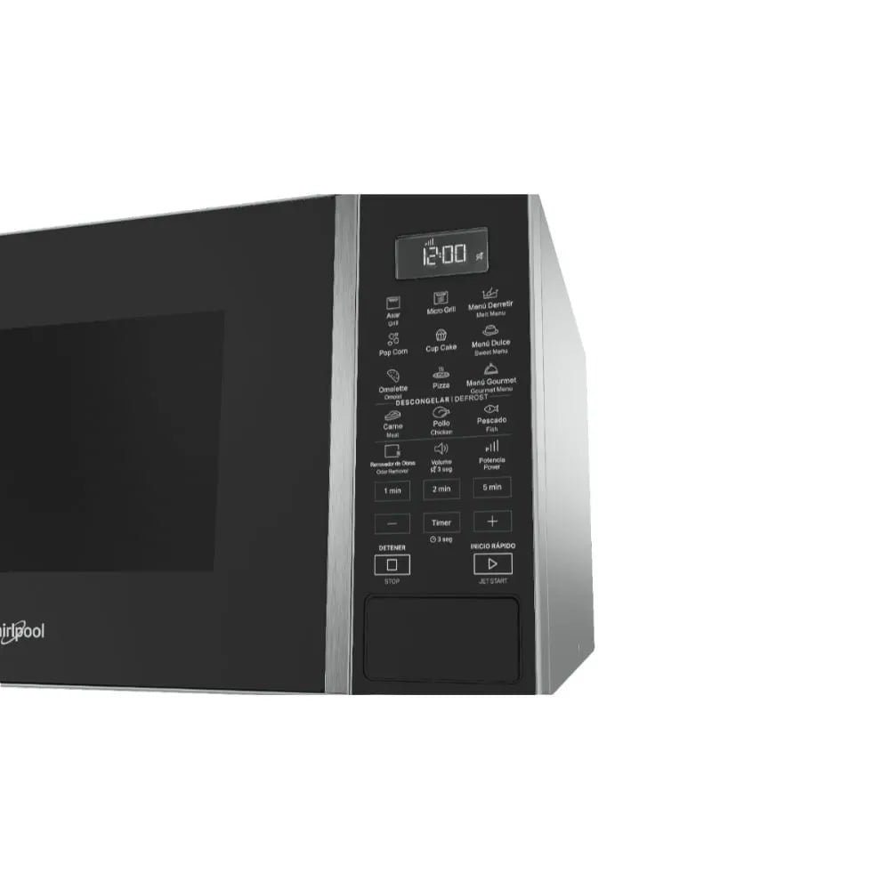 Microondas Whirlpool con Grill 30 Lts – Acero Inoxidable